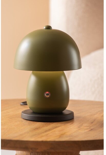 Lampada da tavolo LED verde scuro con paralume in metallo (altezza totale 18 cm) Mono LED – Leitmotiv