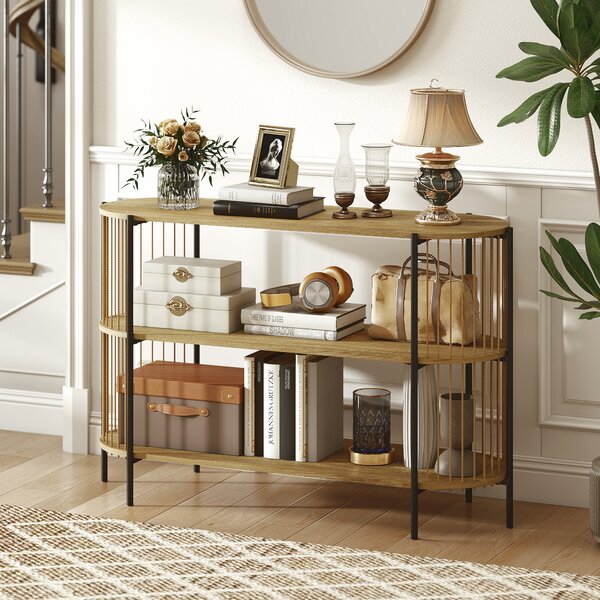 HOMCOM Tavolo Consolle con Corda di Carta Intrecciata a Mano Struttura in Acciaio Stile Bohemio 124x43,5x80 cm Naturale | Aosom Italy