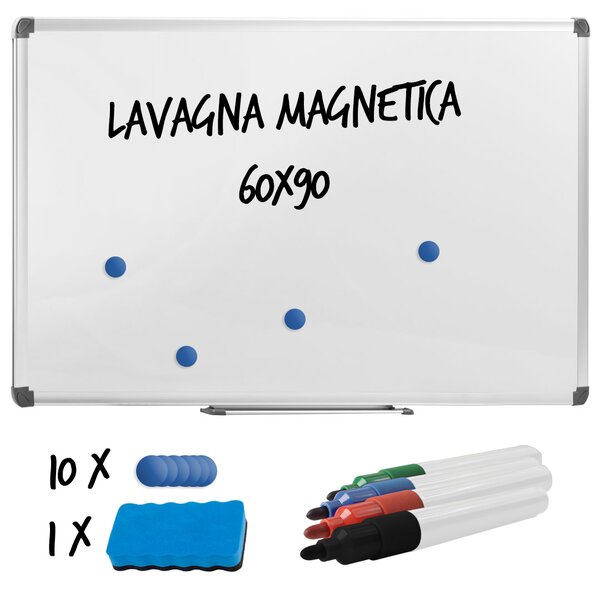 Lavagna per Ufficio Magnetica 90x60 cm in Alluminio Silver