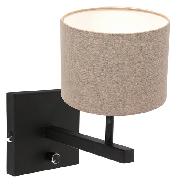 Lampada da parete - nero - Stang - metallo tessile - lampada da letto - E27 - 8172ZW - Steinhauer