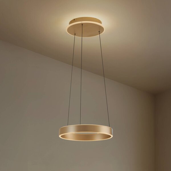 Lucande Lampada a sospensione LED Tindra, Ø 40 cm, oro, dimmerabile Tindra Lucande,, Ottone / Oro, Soggiorno / Sala da pranzo, Metallo, Moderno