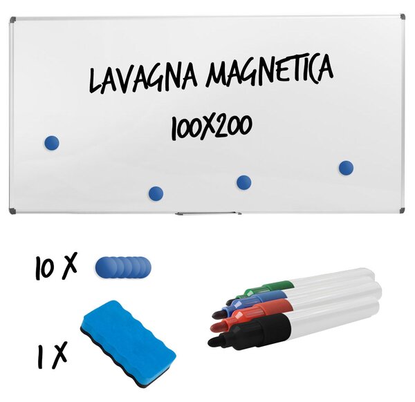 Lavagna per Ufficio Magnetica 200x100 cm in Alluminio Silver