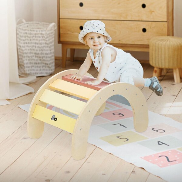 Joyz arco da arrampicata per bambini, multicolore, arco a dondolo in legno, a partire da 2 anni, arco da arrampicata a triangolo secondo Pikler & giocattoli Montessori