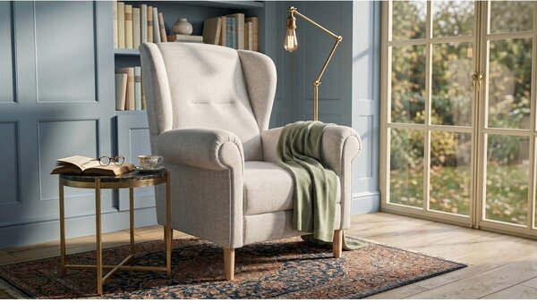 Poltrona con braccioli beige Swan – Ropez