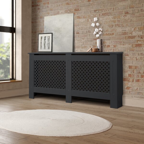 ML-Design copriradiatore con motivo a nido d'ape 152x19x82 cm, antracite, in MDF laccato, copriradiatore per camera da letto soggiorno