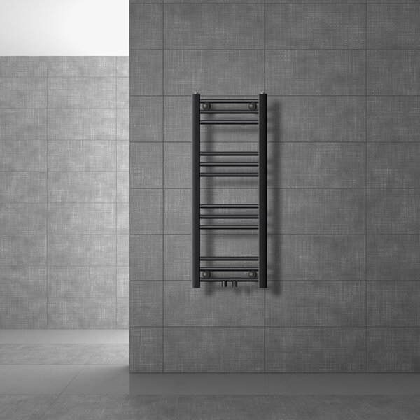 LuxeBath radiatore bagno Sahara, 300x800 mm, antracite, diritto con attacco centrale, senza elemento riscaldante