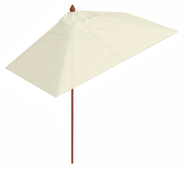 Mezzo Ombrellone da Giardino 1,5x3m Palo in Legno Ecrù