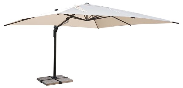 Ombrellone Decentrato da Giardino 4x4m in Alluminio Panna