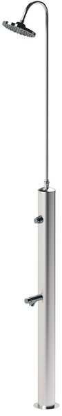 Doccia da Giardino con Pulsante Temporizzato su Doccia e Lavapiedi Minijet-P Inox Anodizzato