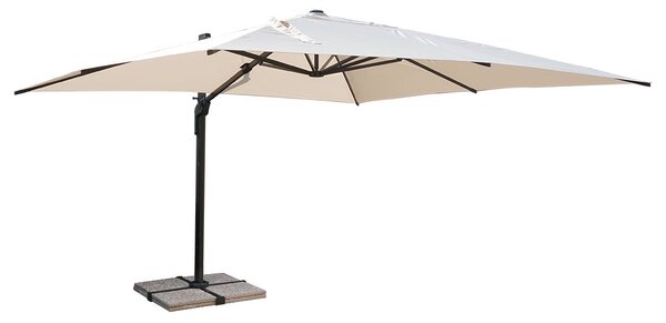Ombrellone Decentrato da Giardino 4x4m in Alluminio Panna