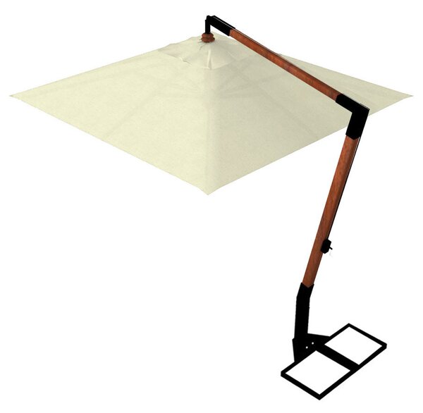 Ombrellone Decentrato da Giardino 2,2x2,2m Braccio in Legno Ecrù