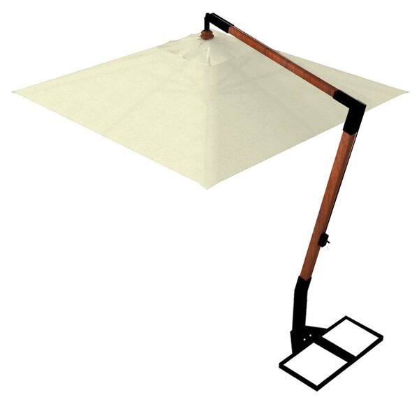 Ombrellone Decentrato da Giardino 2,2x2,2m Braccio in Legno Ecrù
