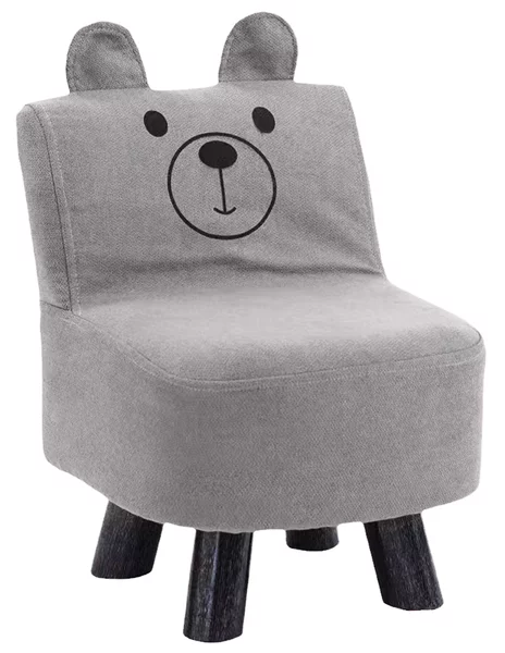 Sedia Poltrona per Bambini 30x30x45 cm Design Orsetto Morbido Grigio