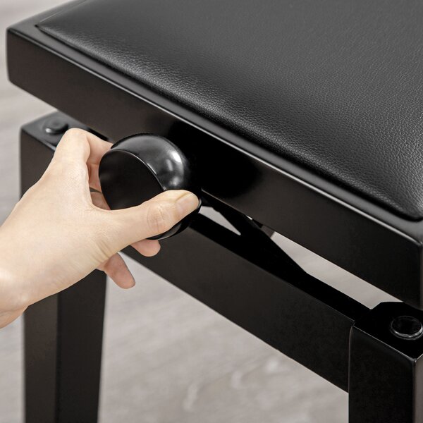 HOMCOM Panca per pianoforte, sgabello per pianoforte, regolabile in altezza, elegante in pelle sintetica+legno di gomma, nero, 63 x 33 x 56cm | Aosom Italy