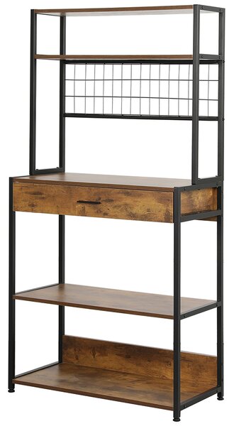Mobile Scaffale da Cucina 5 Ripiani 1 Cassetto 80x40x160 cm Portaoggetti