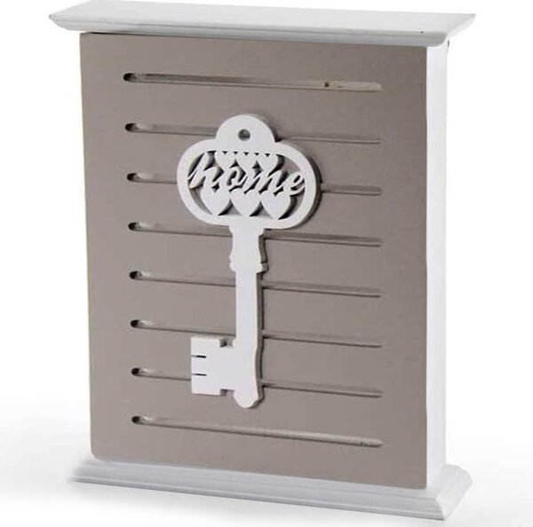 Armadietto Portachiavi da Parete 20x5,8x24 cm in Legno Decoro Chiave con Scritta