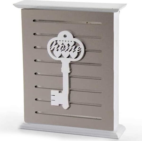 Armadietto Portachiavi da Parete 20x5,8x24 cm in Legno Decoro Chiave con Scritta