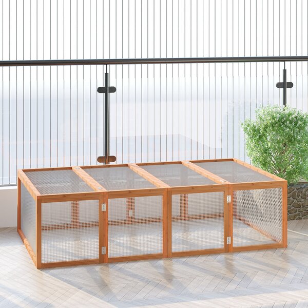 PawHut Gabbia per Animali da Compagnia, Gabbia per Roditori, Gabbia per Piccoli Animali in Legno di Abete, Naturale 181 x 100 x 48 cm | Aosom Italy