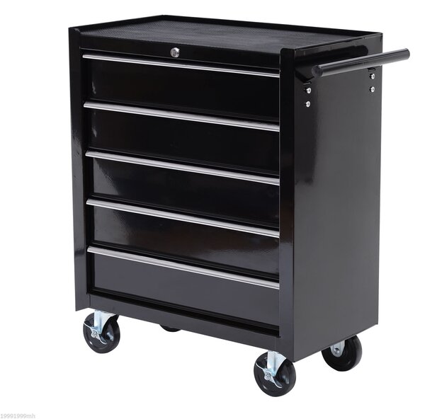 HOMCOM Cassettone per Utensili, Armadietto per Utensili, mobile, 5 cassetti, Acciaio, Nero | Aosom Italy