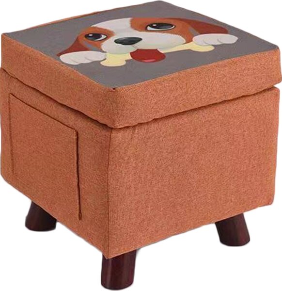 Pouf Contenitore Sgabello Multiuso in Tessuto Arancione