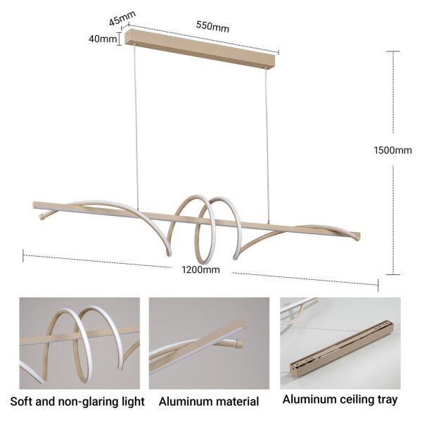BRILAGI - lampadario LED dimmerabile a cavo SIGNATURE LED/50W/230V 120 cm beige + telecomando