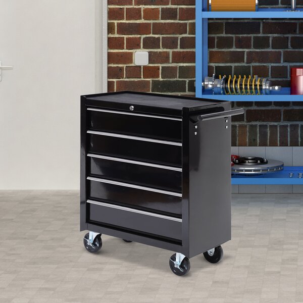 HOMCOM Cassettone per Utensili, Armadietto per Utensili, mobile, 5 cassetti, Acciaio, Nero | Aosom Italy