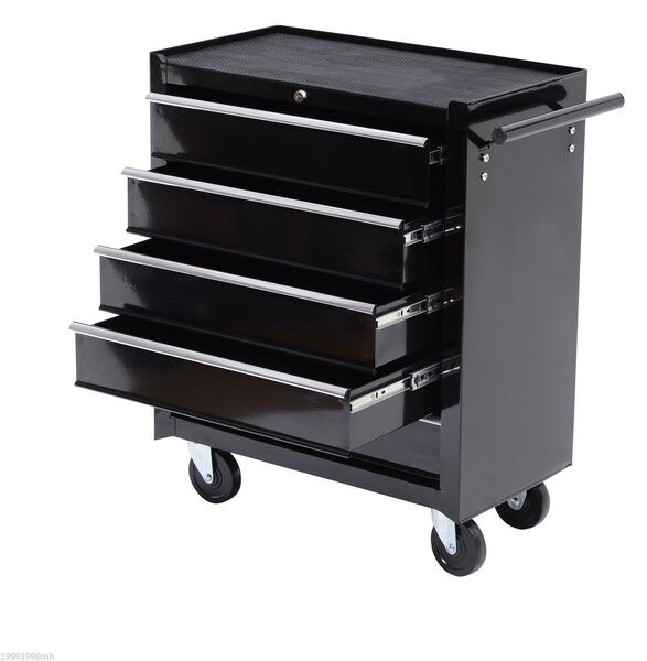 HOMCOM Cassettone per Utensili, Armadietto per Utensili, mobile, 5 cassetti, Acciaio, Nero | Aosom Italy