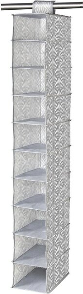 CALICOSY - Scaffale a 10 ripiani, tessuto non tessuto, ripiani a griglia - H128 cm