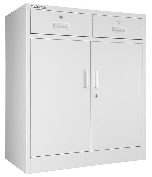 Armadietto Metallico Porta Documenti 2 Ante 2 Cassetti per Ufficio/Casa in Acciaio Grigio