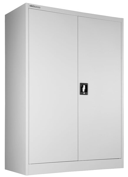 Armadietto Metallico Porta Documenti 2 Ante 90x40x140 cm per Ufficio/Casa in Acciaio Grigio
