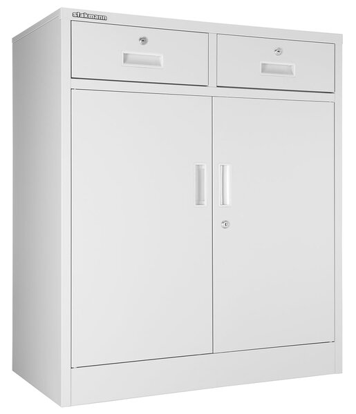 Armadietto Metallico Porta Documenti 2 Ante 2 Cassetti per Ufficio/Casa in Acciaio Grigio