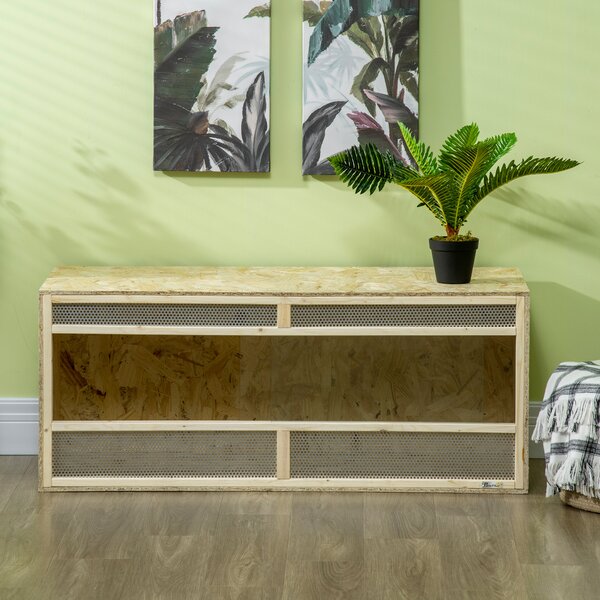 PawHut Terrario per Rettili/Anfibi, Porte Scorrevoli in Vetro, Griglie di Ventilazione, 120x50x50cm | Aosom Italy