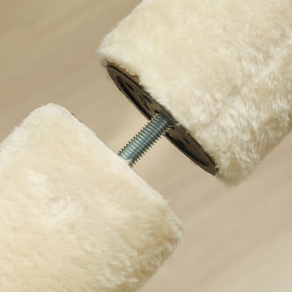 PawHut Albero per Gatti, altezza regolabile da 225-275 cm, base stabile, set anti-ribaltamento, copertura in peluche, Crema | Aosom Italy