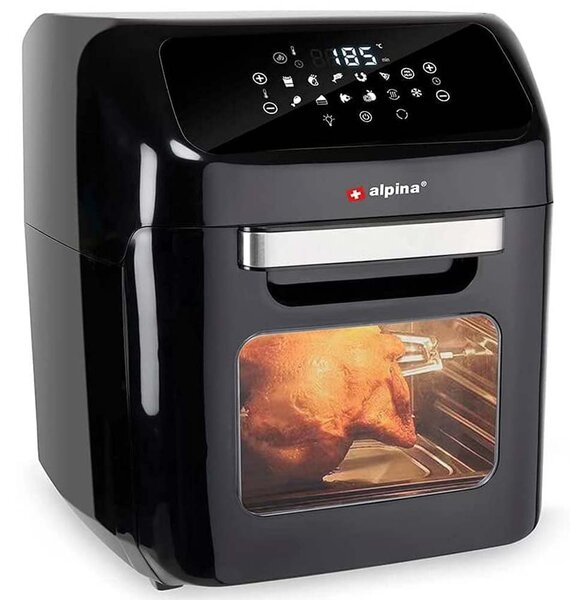 Friggitrice Ad Aria Calda 12Lt Aerofryer Digitale 1800W Frigge Cuoce Senza Olio Alpina