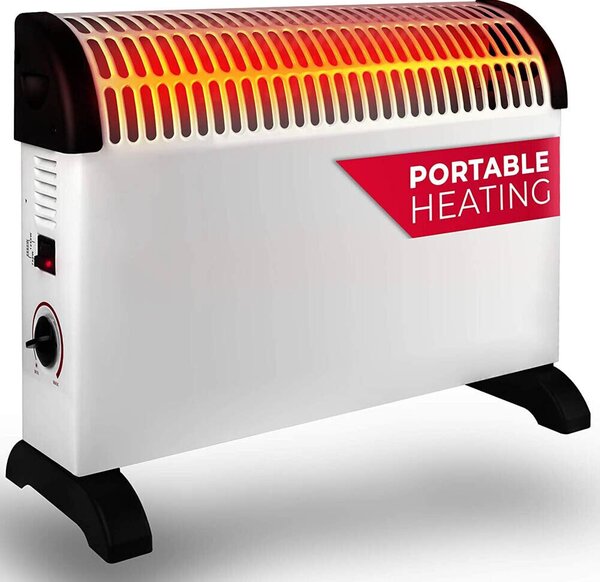 Termoconvettore Stufa Elettrica 3 Potenze 2000W Termostato Regolabile Bianco Alpina