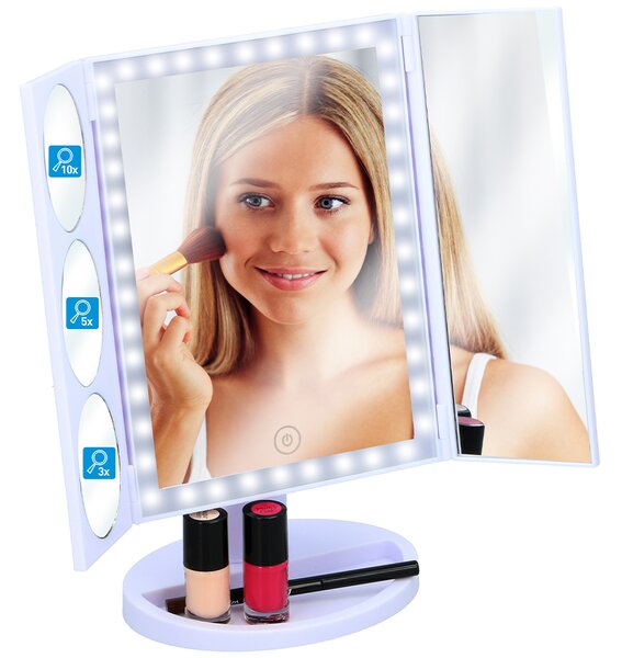 Specchio Cosmetico per Trucco Specchietto Makeup con 36 Luci Led Richiudibile Grundig
