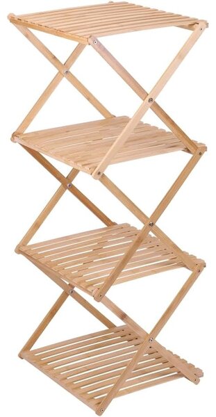 Colonna Bagno 4 Ripiani Pieghevole Salvaspazio 40x33,5x93,5 cm in Bambù Alpina