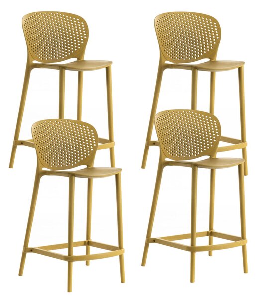 Set 4 Sgabelli 46x42x93 cm in Polipropilene Spot Senape