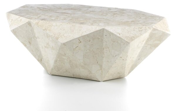 Tavolino da Soggiorno 120x70x40 cm in Pietra Fossile Diamond medium Bege