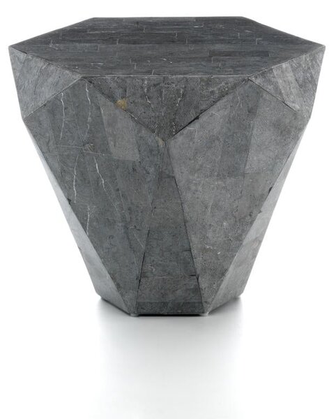 Tavolino da Soggiorno 60x60x50 cm in Pietra Fossile Diamond small Grigio