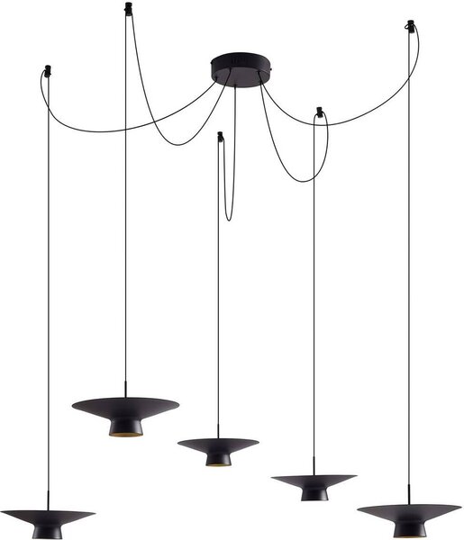 Lindby LED a sospensione Norvind, 10 luci, nero, dim
