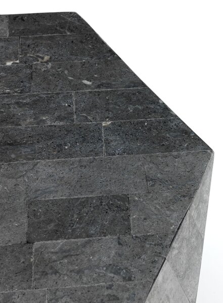 Tavolino da Soggiorno 60x60x50 cm in Pietra Fossile Diamond small Grigio