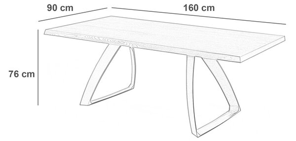 Tavolo Fisso 160x90x76 cm in Rovere Impiallacciato Bridge Naturale