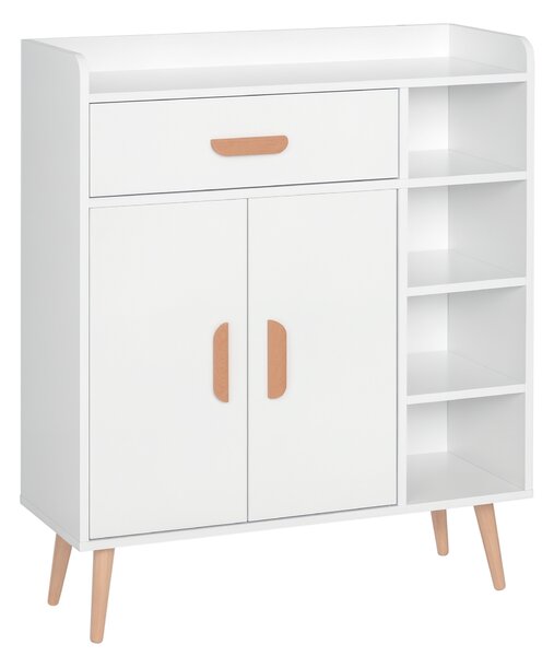 HOMCOM Armadietto Mobiletto Salvaspazio con 4 Cestini Pannelli Particelle 80 x 29.5 x 96cm Bianco|Aosom