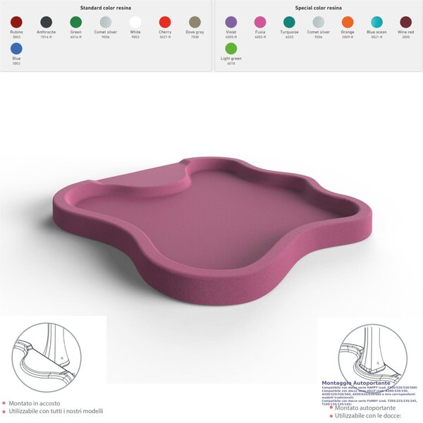 Piatto Doccia da Esterno Giardino in Polietilene HD Arkema Lake Dimensioni 107x103xh 9 cm superficie antisdrucciolo effetto pietra colore Fuxia