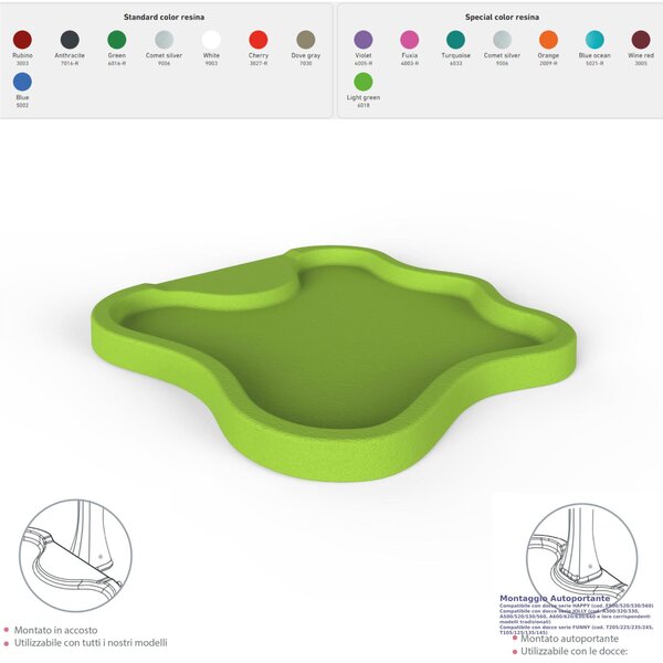 Piatto Doccia da Esterno Giardino in Polietilene HD Arkema Lake Dimensioni 107x103xh 9 cm superficie antisdrucciolo effetto pietra colore Verde Chiaro
