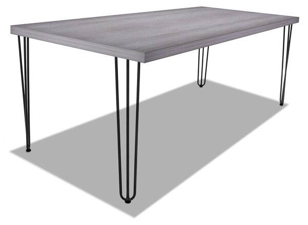 Tavolo da pranzo in legno e metallo con piedi triangolari neri - 220x100 cm