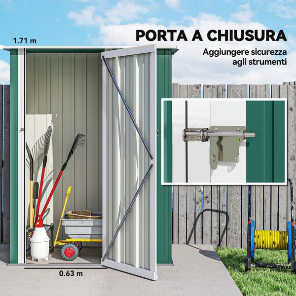 Outsunny Casetta Porta Attrezzi Capanno in Acciaio Impermeabile 142x84x189cm|Aosom