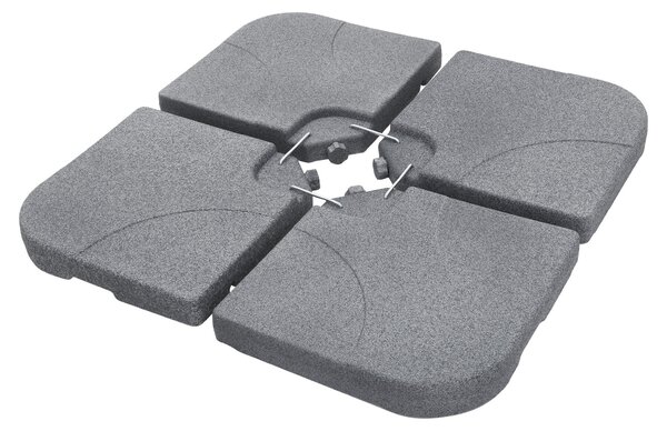 Supporto per ombrellone ML-Design a 4 elementi, grigio, con zavorra, piastre di zavorramento per supporto a croce da 60 litri/80 kg, riempibile con acqua/sabbia