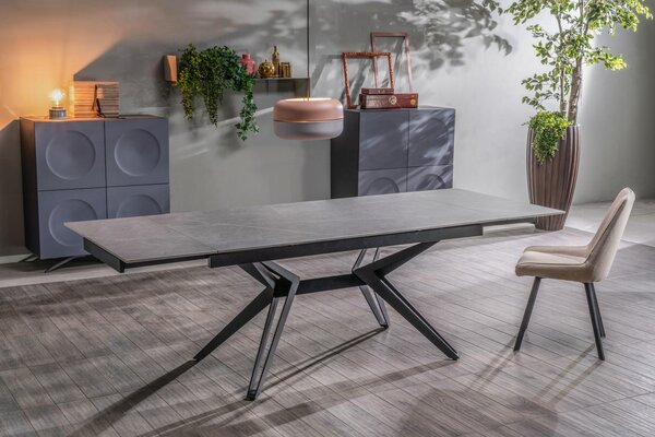 Tavolo Allungabile 160/240x90x76 cm in Ceramica Match 3 Grigio Opaco
